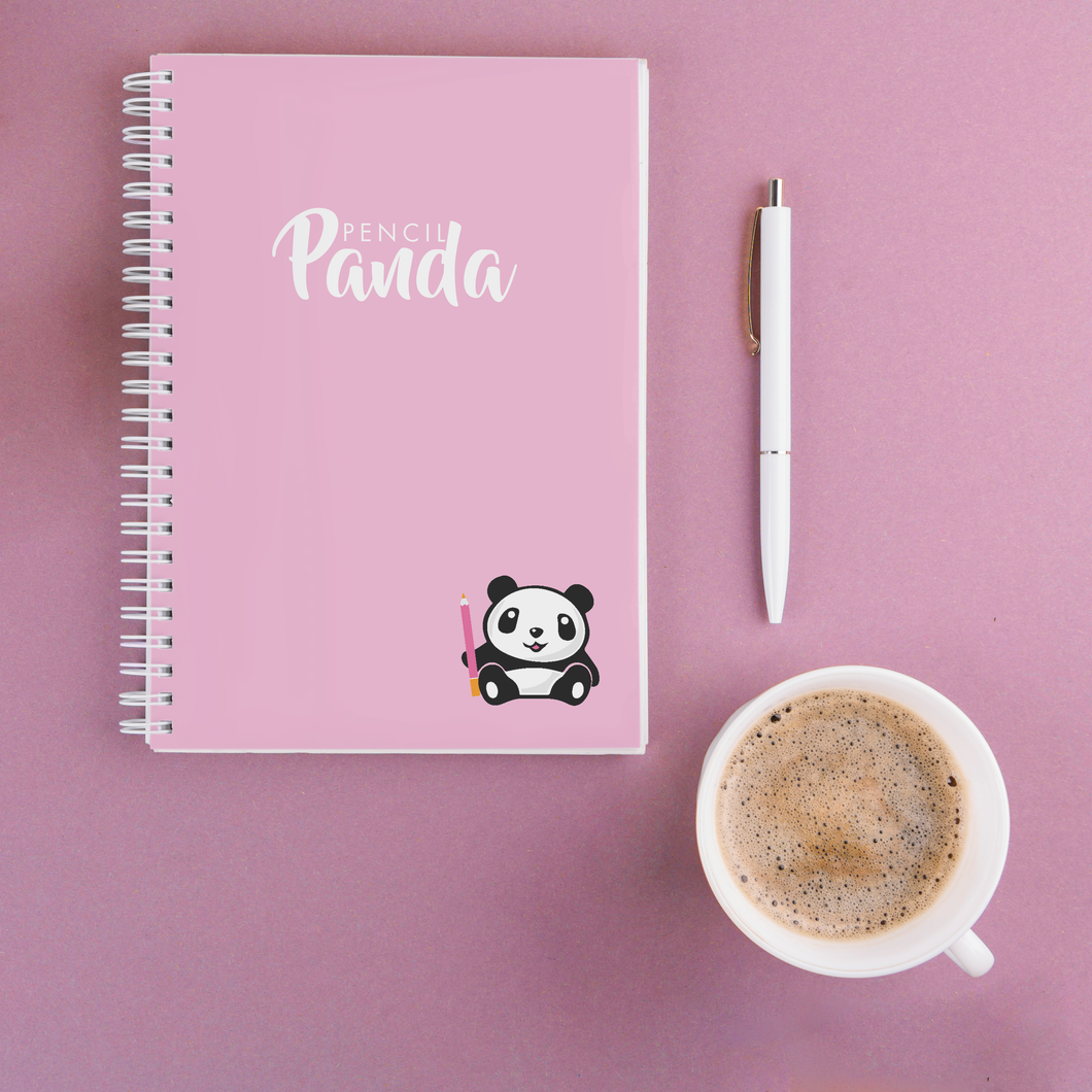 Quaderno spirale A5 Pencil Panda - Rosa pieno