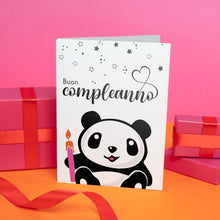 Carica l'immagine nel visualizzatore di Gallery, Biglietto "Buon compleanno" Pencil Panda con candelina