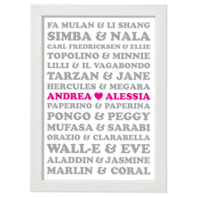 Carica l'immagine nel visualizzatore di Gallery, Quadretto "Eternal love" - Versione Cartoni animati