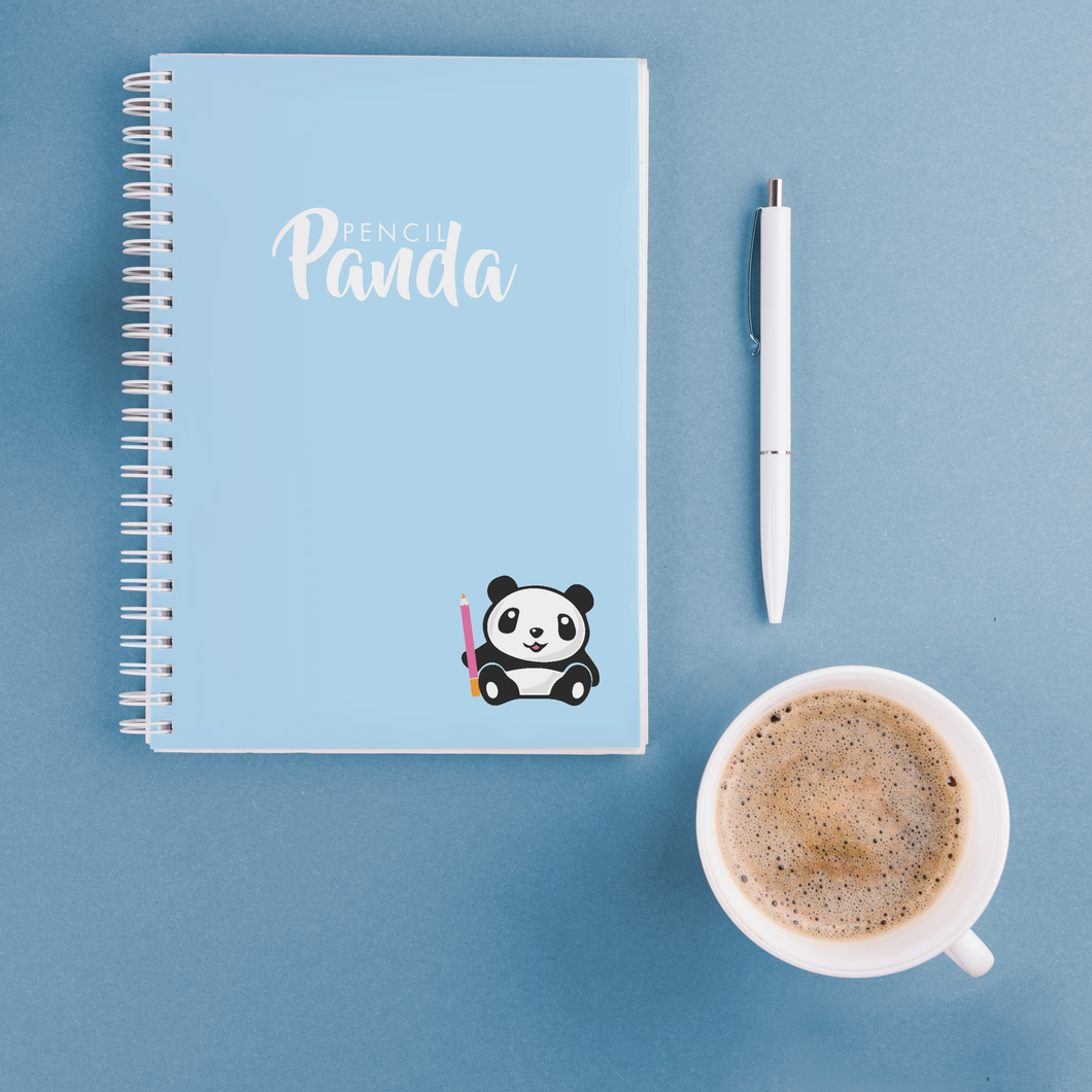 Quaderno spirale A5 Pencil Panda - Azzurro pieno