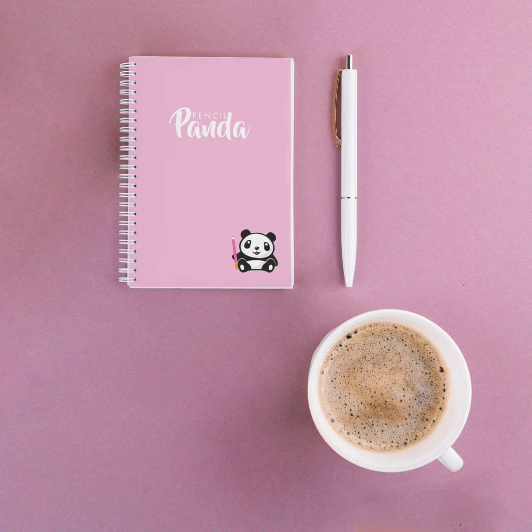 Quaderno spirale A6 Pencil Panda - Rosa pieno