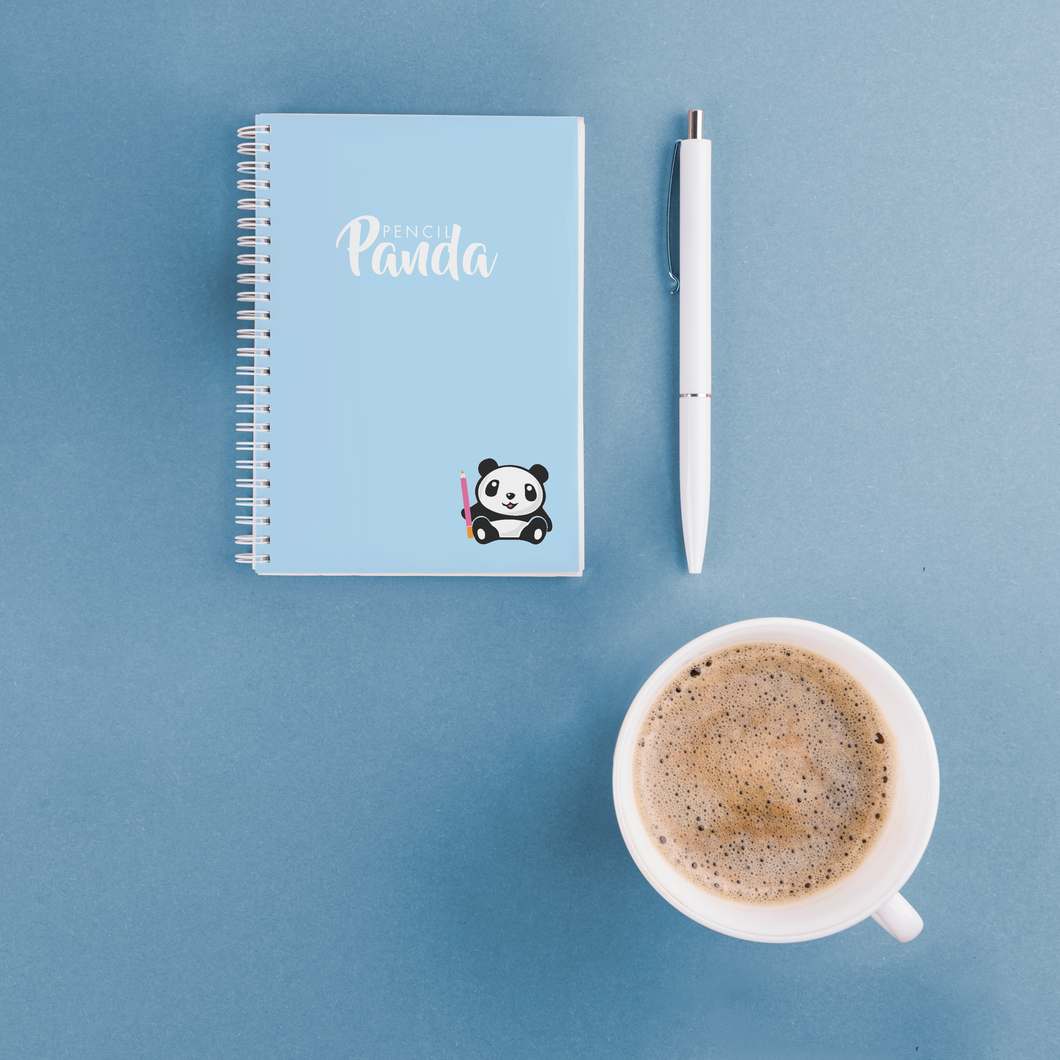 Quaderno spirale A6 Pencil Panda - Azzurro pieno